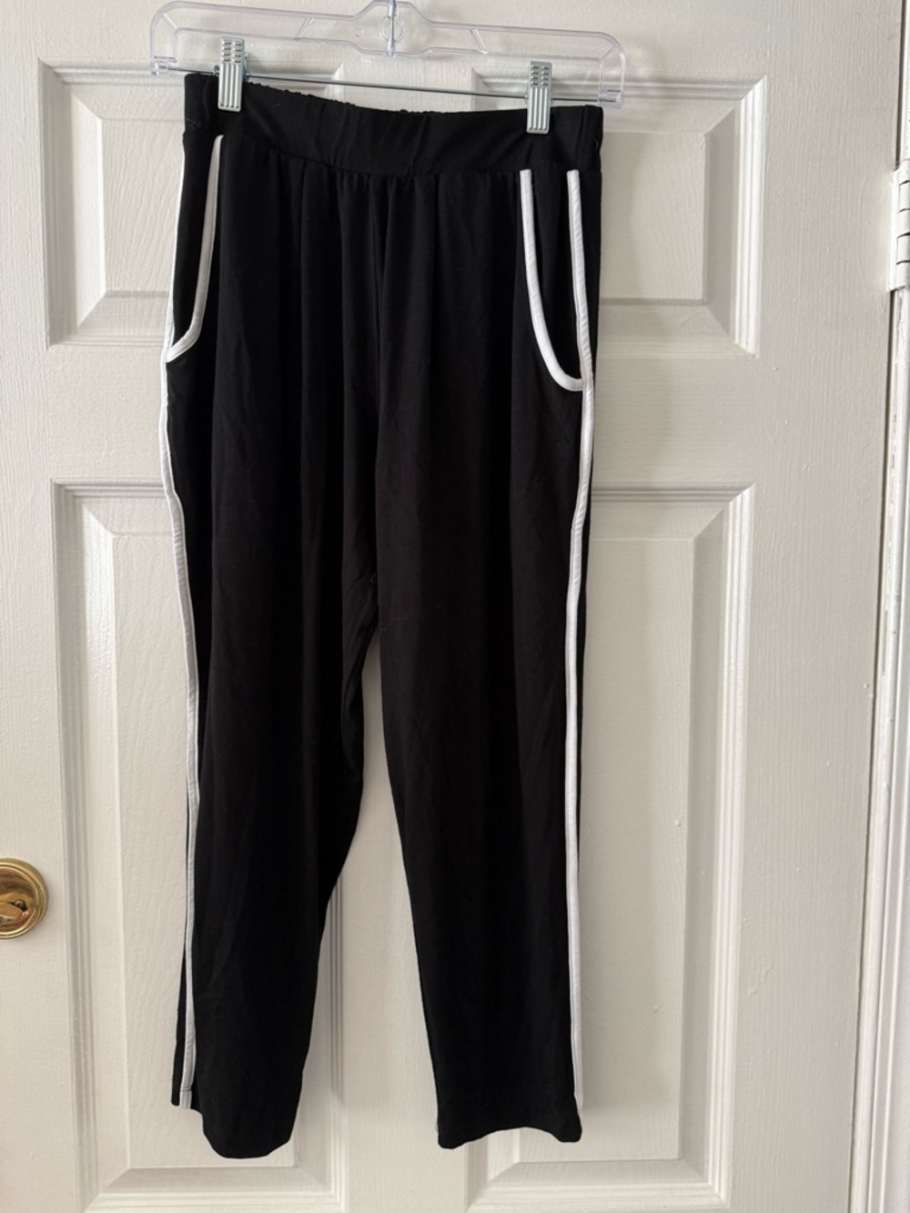 ASOS Petite Black Track Pants with White Trim